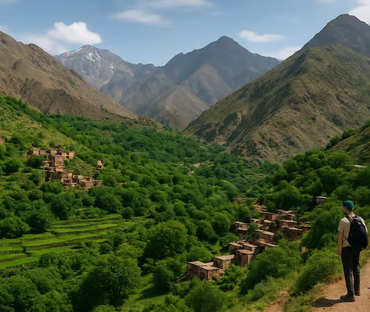 Scenic mountain landscape from the Marrakech Atlas Mountains excursion