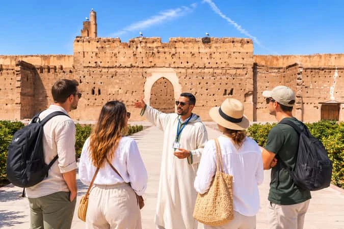 El Badi Palace ruins and storks